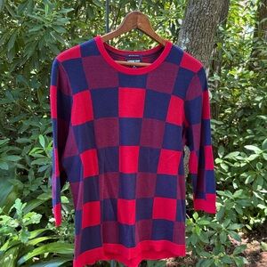 Lands' End Red and Navy Sweater